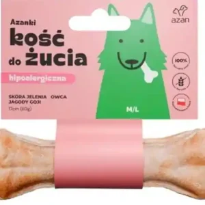 Azan Kość do żucia Azanki Adult M/L Hipoalergiczna ze skórą jelenia op. 80g Obniżka ceny