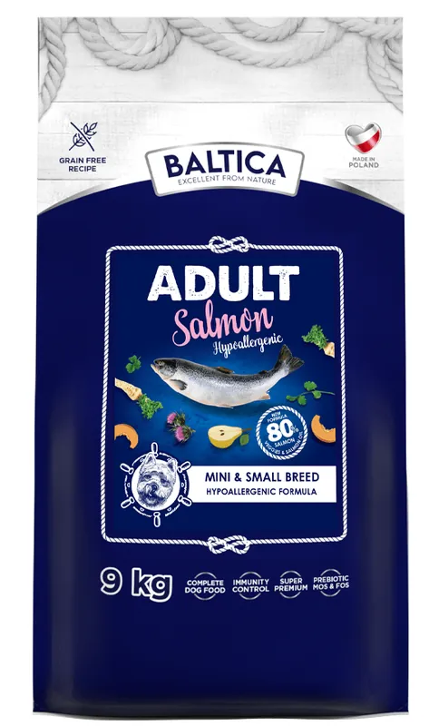 Baltica Excellent Hypoallergenic Adult Small Salmon Sucha Karma dla psa op. 9kg + Baltica Przysmak Hello Summer GRATIS Tani