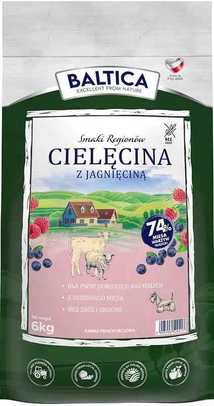 Baltica Smaki Regionów Adult Small Cielęcina z Jagnięciną Sucha Karma dla psa op. 6kg Zniżka