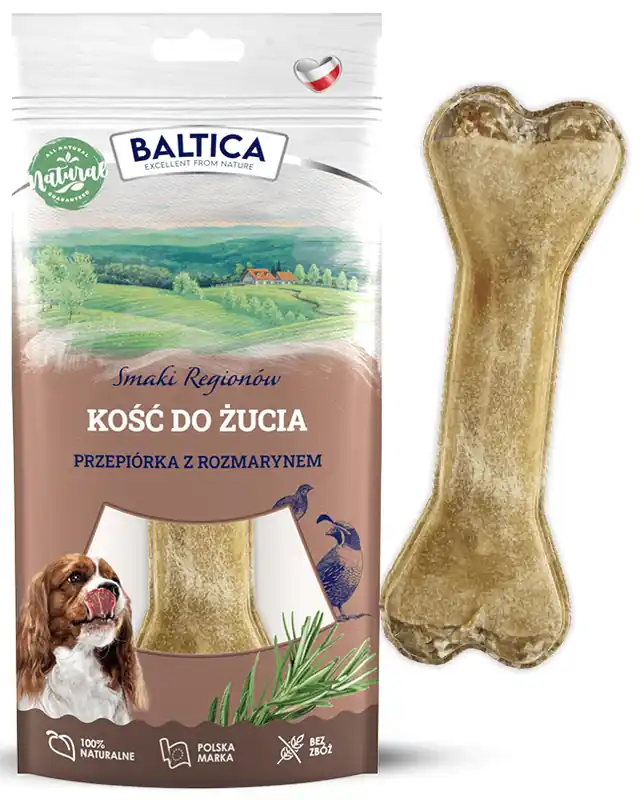 Nowy Baltica Smaki Regionów Kość z przepiórką dla psa op. 1szt.