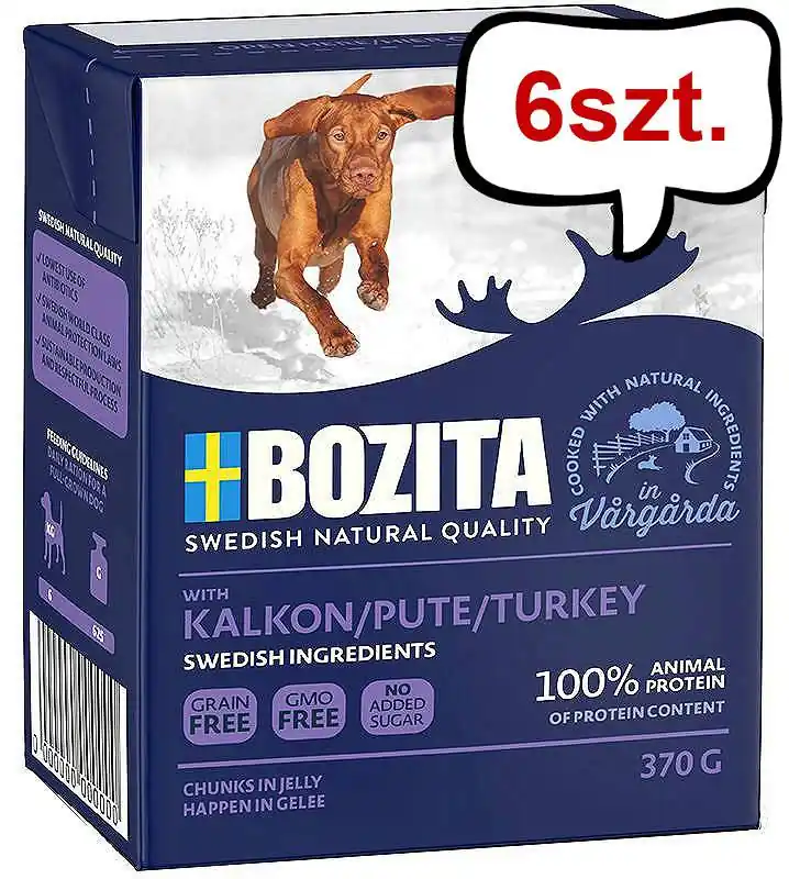 Bozita Adult Turkey in Jelly Mokra Karma dla psa op. 370g Pakiet 6szt. Tylko do końca tygodnia