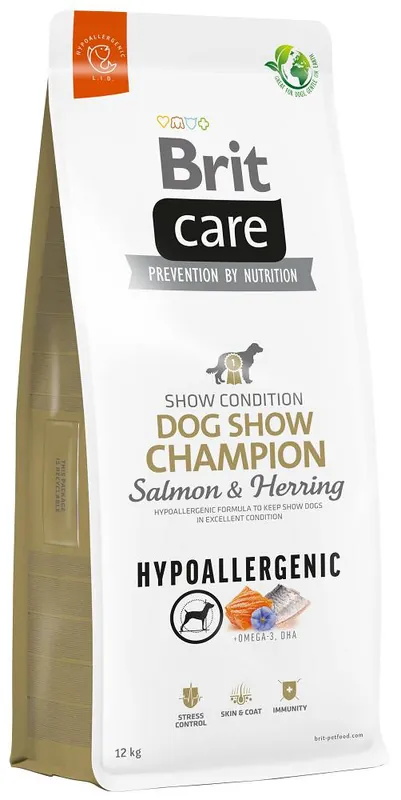 Łatwy zwrot Brit Care Hypoallergenic Dog Show Champion Adult Salmon&Herring Sucha Karma dla psa op. 12kg