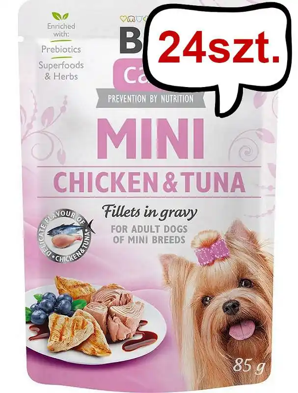 Nowy Brit Care Mini Adult Chicken&Tuna Mokra Karma dla psa op. 85g Pakiet 24szt.