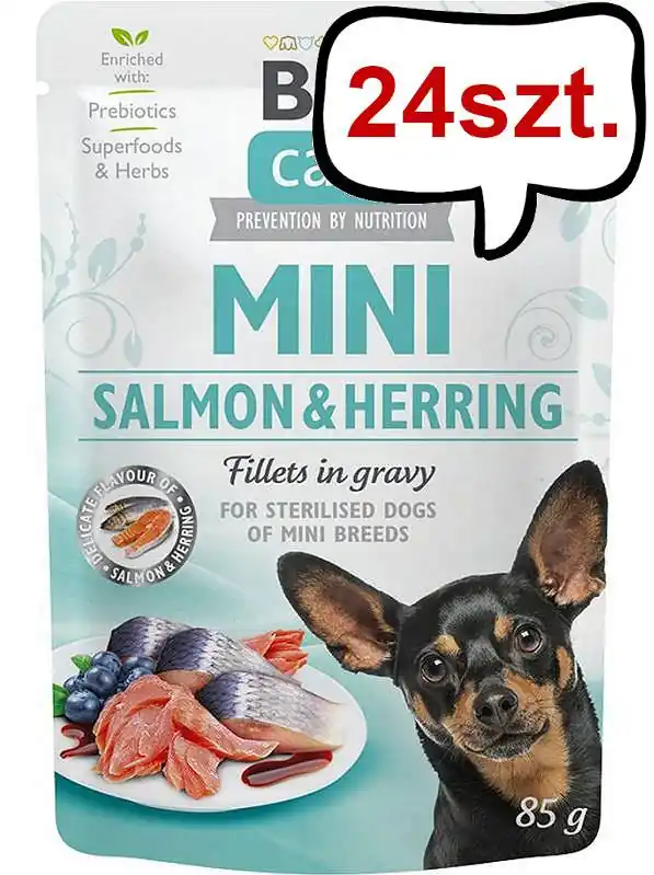 Cena promocyjna Brit Care Mini Adult Sterilised Salmon&Herring Mokra Karma dla psa op. 85g Pakiet 24szt.