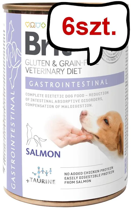 Brit Veterinary Diet Gastrointestinal Salmon Mokra Karma dla psa op. 400g Pakiet 6szt. Nowy
