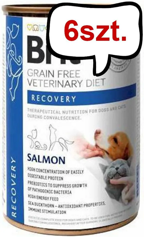 Brit Veterinary Diet Recovery Salmon Mokra Karma dla psa i kota op. 400g Pakiet 6szt. Nowość