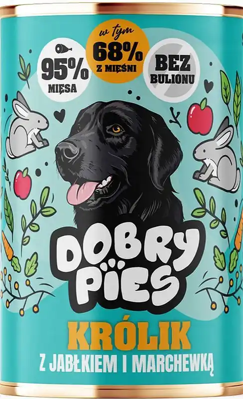 Zniżka Dobry Pies Adult Królik z jabłkiem i marchewką Mokra karma dla psa op. 400g