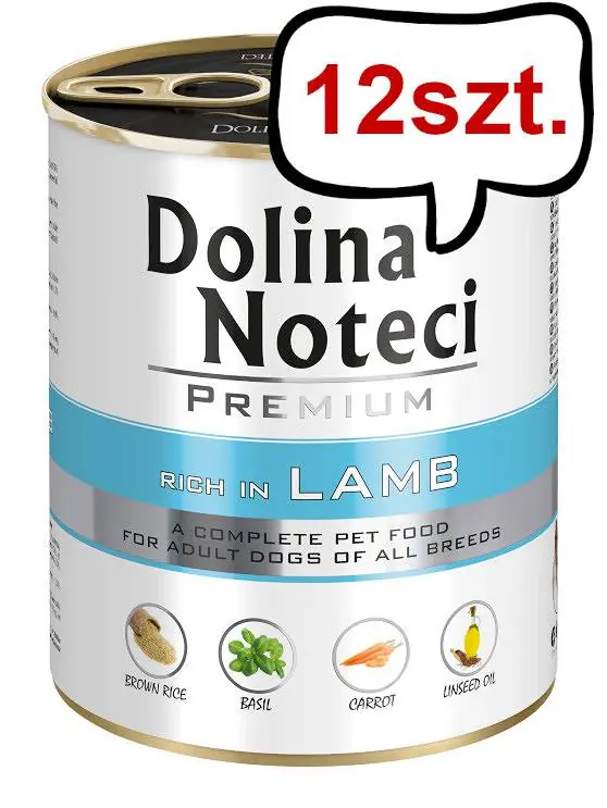 Ostatnie sztuki Dolina Noteci Premium Adult Jagnięcina Mokra Karma dla psa op. 800g Pakiet 12szt.