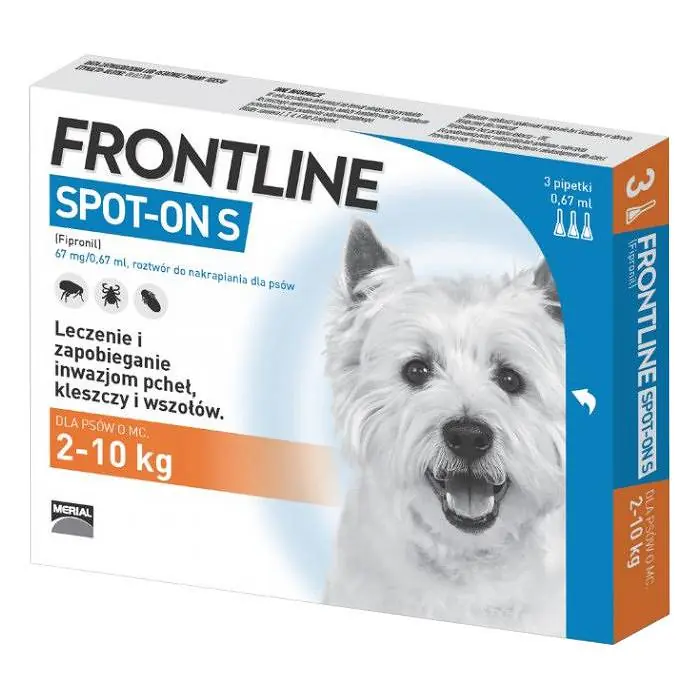 FRONTLINE Spot On Krople na kleszcze i pchły dla psa 2-10kg (rozm. S) op. 3 pipety Ostatnia szansa