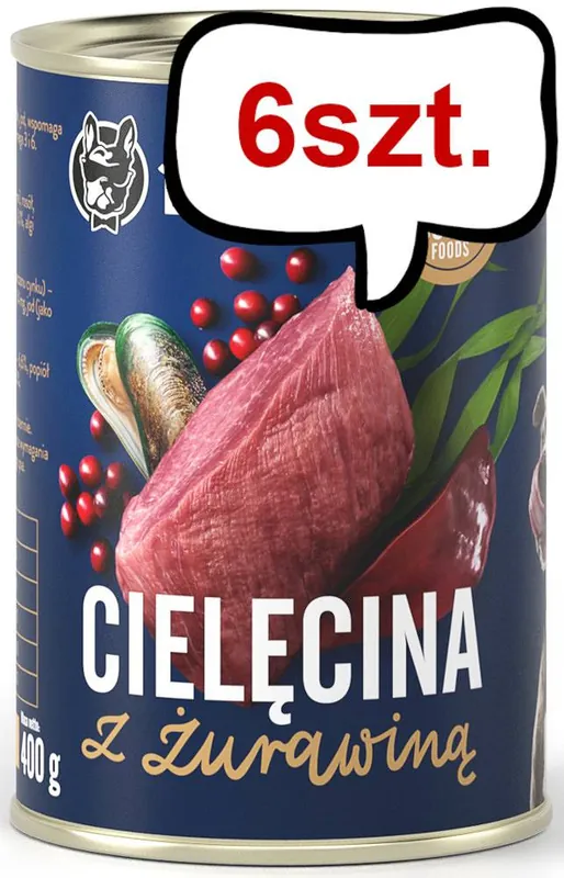 John Dog Berry line Adult Cielęcina z żurawiną Mokra Karma dla psa op. 400g Pakiet 6szt. Rabat
