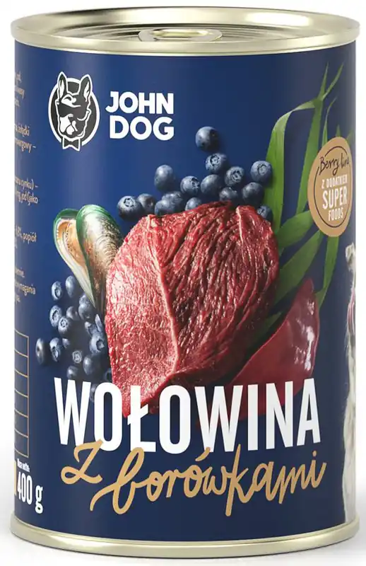 Wyjątkowa oferta John Dog Berry line Adult Wołowina z borówką Mokra Karma dla psa op. 400g