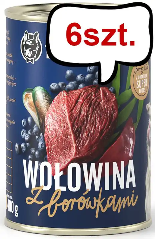 John Dog Berry line Adult Wołowina z borówką Mokra Karma dla psa op. 400g Pakiet 6szt. Super okazja
