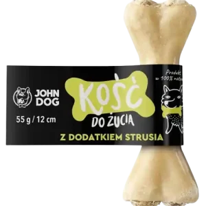Bezpieczne zakupy John Dog Kość z dodatkiem strusia dla psa 12cm op. 55g