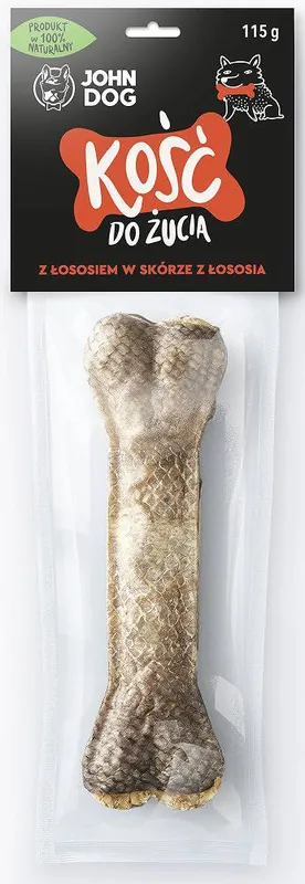 Najlepsza cena John Dog Kość z łososiem w skórze łososia dla psa 17cm op. 115g