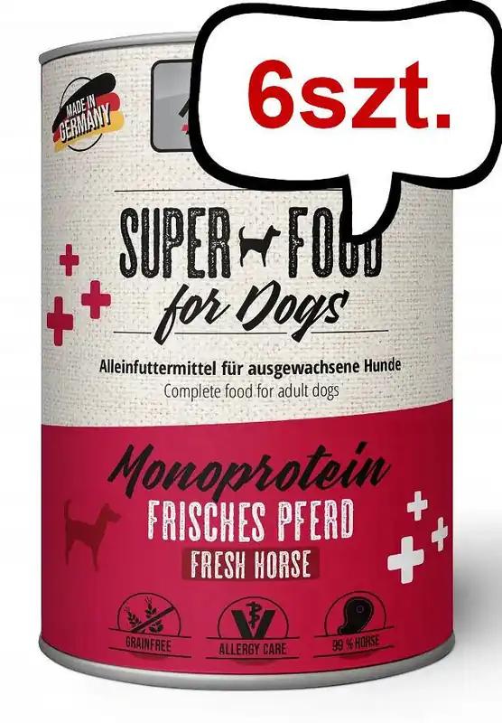 Wysoka jakość Mac‘s Adult Superfood Monoprotein Konina Mokra Karma dla psa op. 400g Pakiet 6szt.