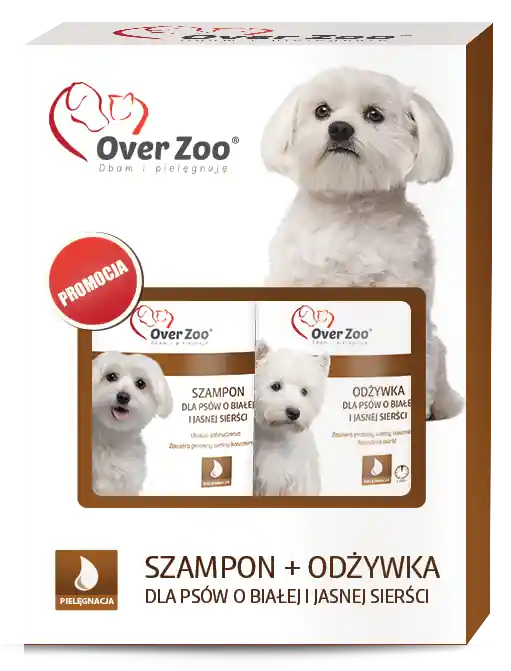 Szybka wysyłka Over Zoo Zestaw Szampon poj. 250ml + odżywka dla psa o białej i jasnej sierści poj. 240ml