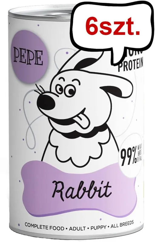 Wybór klientów Paka Zwierzaka Pepe Królik Mokra karma dla psa op. 400g Pakiet 6szt.
