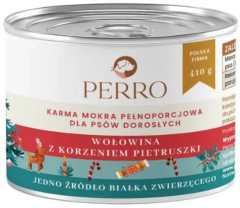 Perro Christmas Adult Wołowina z korzeniem pietruszki Mokra Karma dla psa op. 410g WYPRZEDAŻ Tylko do końca tygodnia