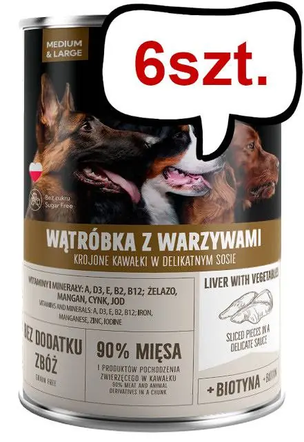 Nowy Pet Republic Adult Wątróbka z warzywami Mokra Karma dla psa op. 1250g Pakiet 6szt.