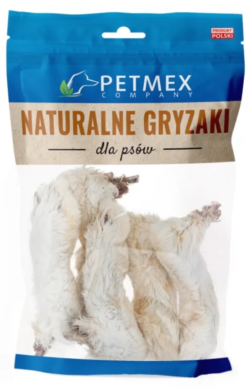 Szybka wysyłka Petmex Łapki królicze z futrem dla psa op. 100g