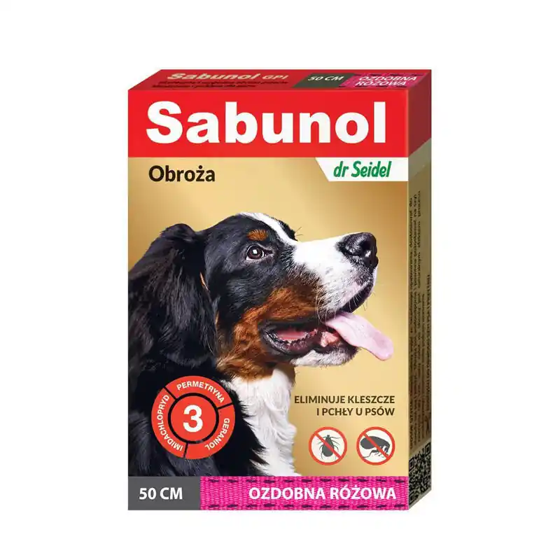 Sabunol Obroża ozdobna różowa przeciw pchłom i kleszczom dla psa 50 cm Szybka dostawa