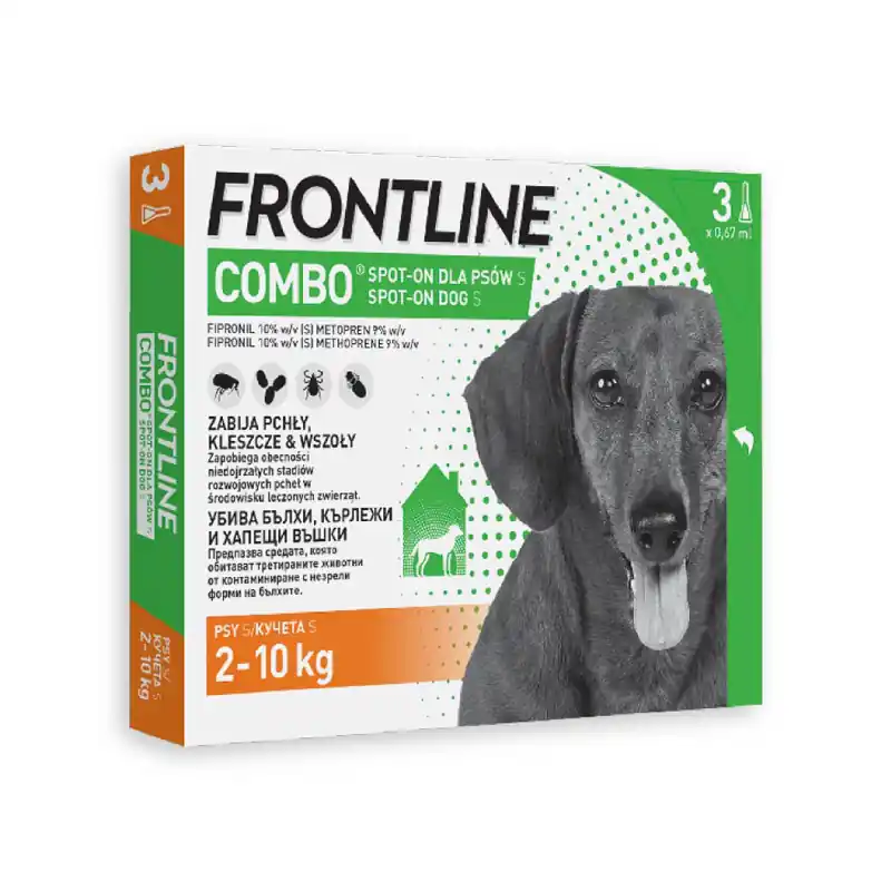 Frontline Combo Spot-on Roztwór do nakrapiania przeciwko pchłom i kleszczom dla psów S 3 pipetki 0,67 ml Promocja