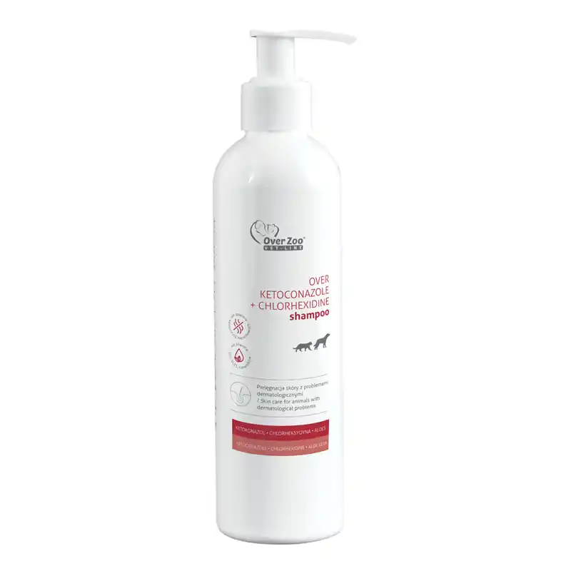 Over Zoo Vet Line Szampon dla psa i kota OVER Ketoconazole + Chlorhexidine 250 ml Wyprzedaż