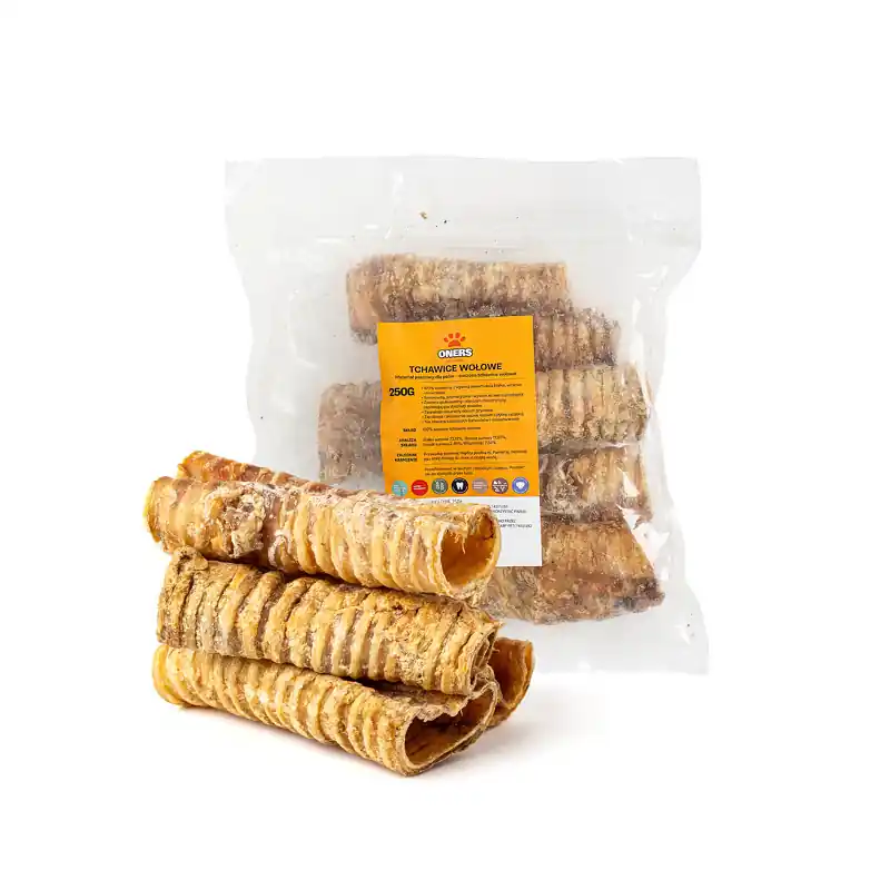Szybka dostawa Oners Tchawice wołowe naturalny przysmak gryzak dla psa 250 g