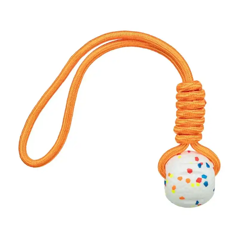 Oferta czasowa Trixie Light & Strong Piłka ze sznurkiem zabawka dla psa, biała/wielokolorowa 7,5 cm / 40 cm