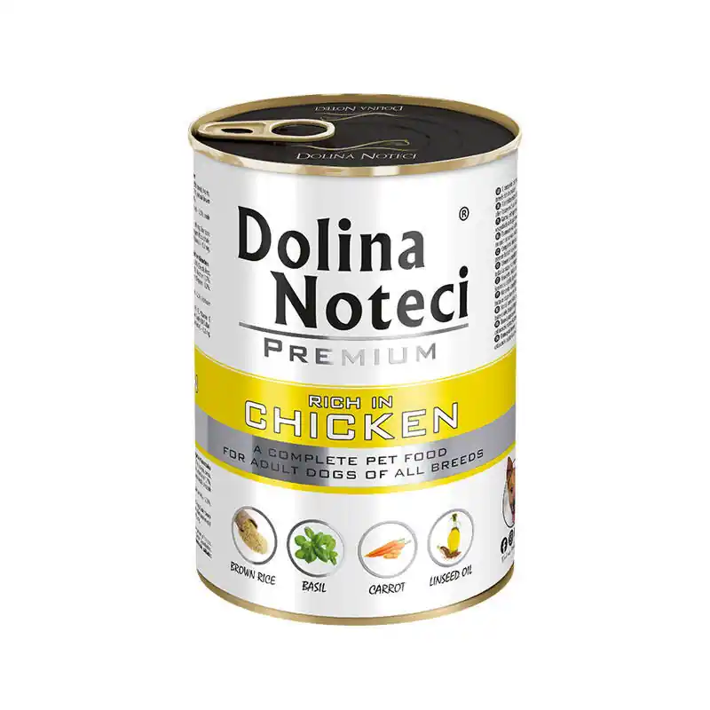 Mokra karma dla psa Dolina Noteci Premium bogata w kurczaka puszka 400 g Okazja