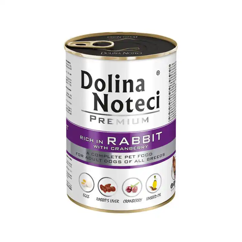 Popularny Mokra karma dla psa Dolina Noteci Premium bogata w królika z żurawiną puszka 400 g