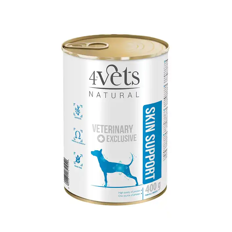 Mokra karma weterynaryjna dla psa z problemami dermatologicznymi 4Vets Natural Skin Support 400 g Wyprzedaż