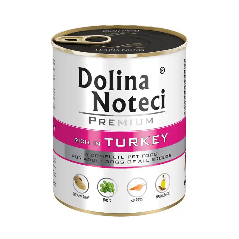 Zamów teraz Mokra karma dla psa Dolina Noteci Premium bogata w indyka puszka 800 g