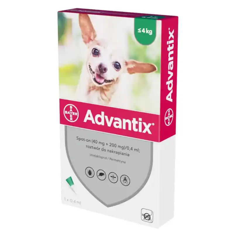 Bayer Advantix Krople na kleszcze dla psów do 4 kg 0,4 ml 1 szt. Sprawdź teraz