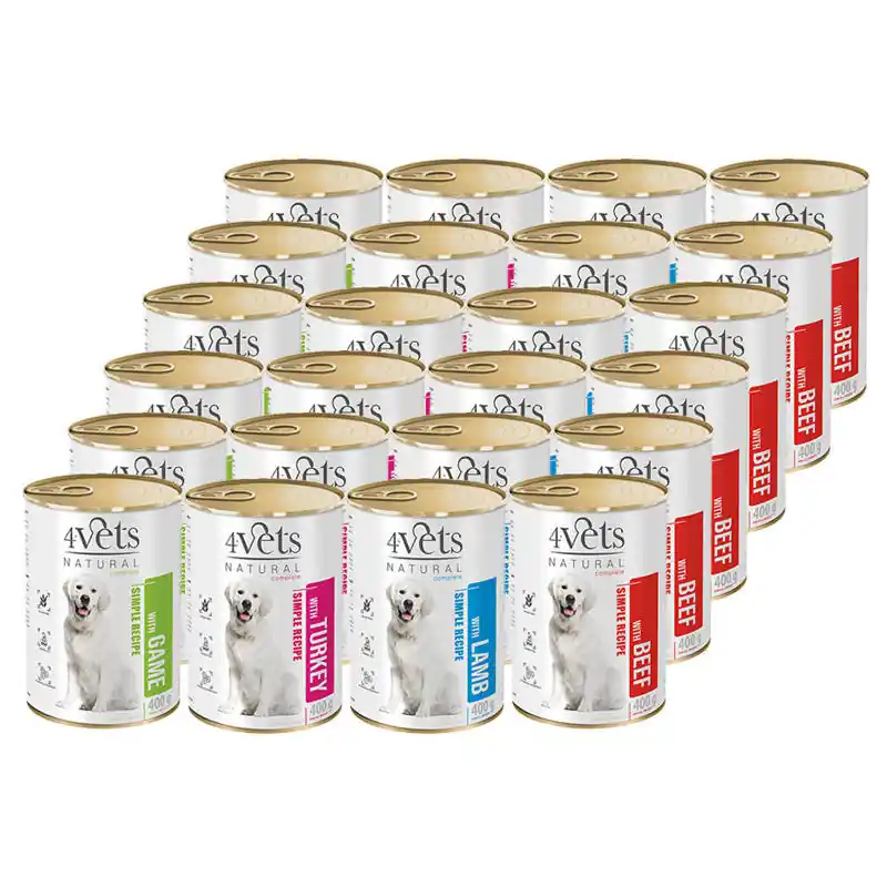 Mokra karma 4Vets Natural dla psa mix smaków 24 x 400 g Do wyczerpania zapasów