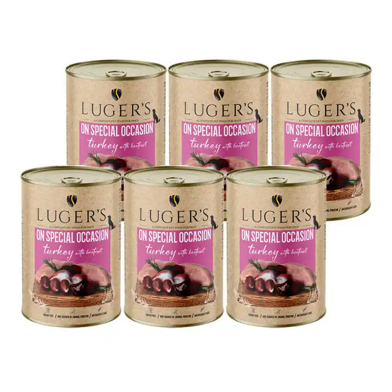Tani Karma mokra dla psa Luger‘s On Special Occasion indyk z burakiem zestaw 6 x 400 g
