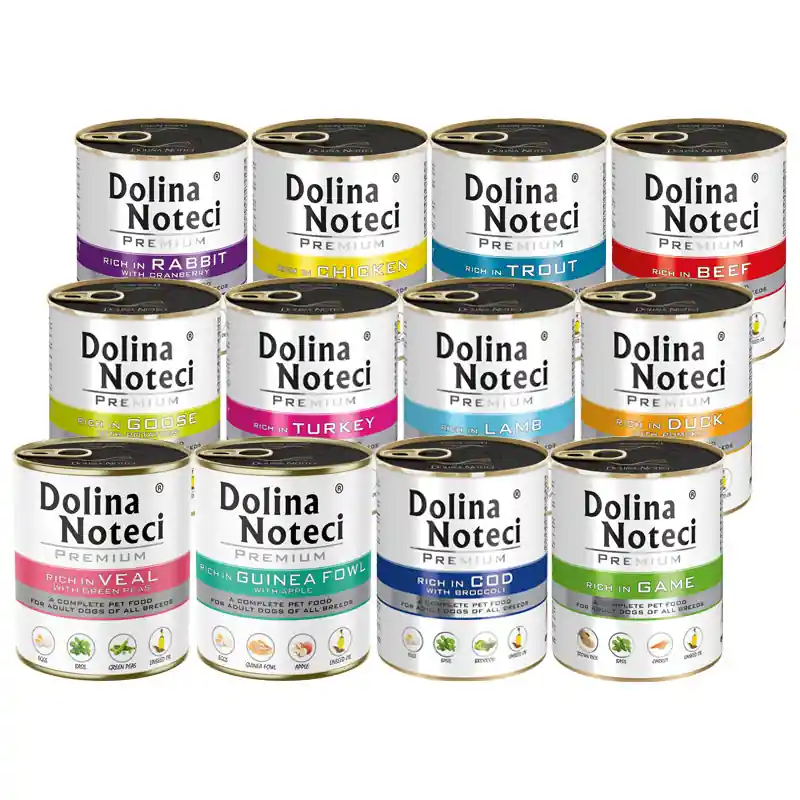 Wysoka jakość Mokra karma dla psa Dolina Noteci Premium Mix smaków 12 x 800 g