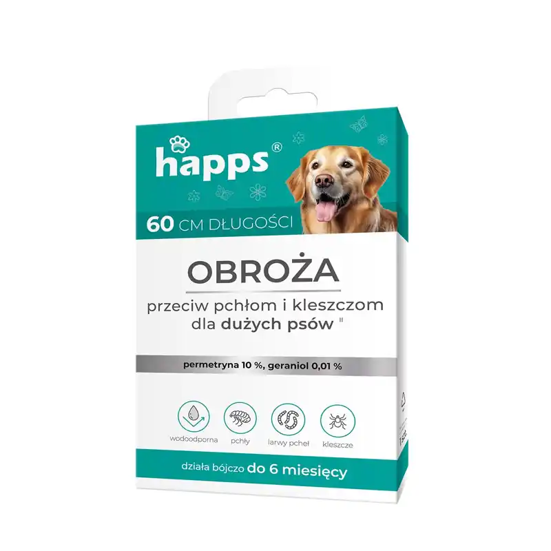Ostatnia szansa Happs Obroża przeciw pchłom i kleszczom dla dużych psów 60 cm