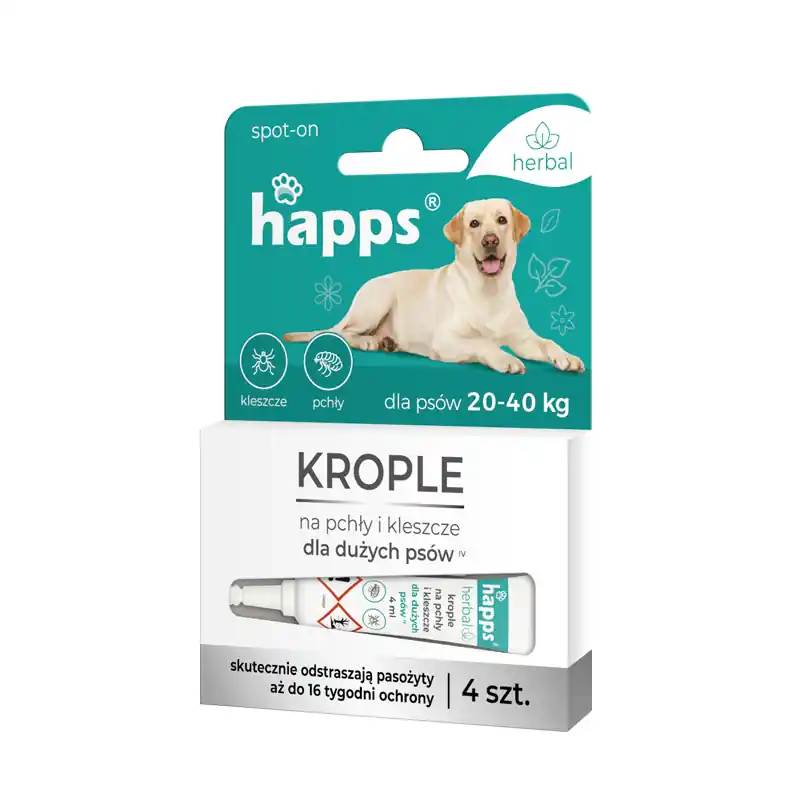 Happs Herbal Krople na pchły i kleszcze dla dużych psów 20-40 kg Hit cenowy