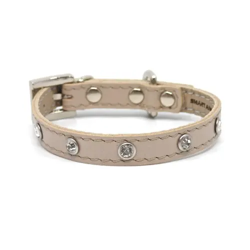 Zamów teraz Luksusowa sk贸rzana obro偶a dla psa Glamour Smart Animal beige