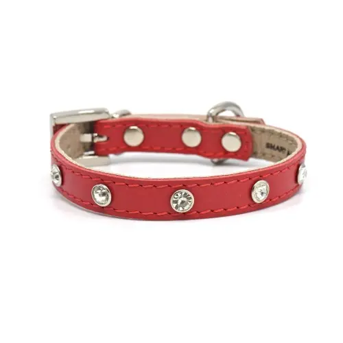 Luksusowa sk贸rzana obro偶a dla psa Glamour Smart Animal red Bezpieczne zakupy