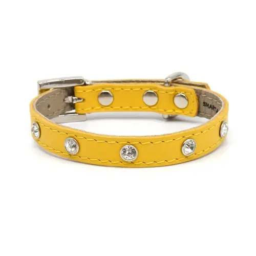 Luksusowa sk贸rzana obro偶a dla psa Glamour Smart Animal yellow Darmowy zwrot