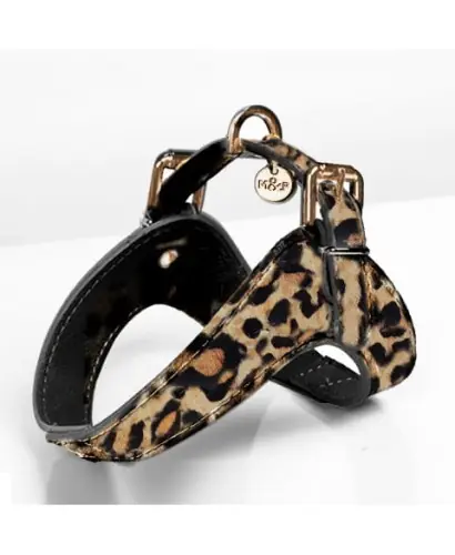 Nowy Eleganckie szelki sk贸rzane dla psa Milk&Pepper Leopard