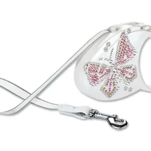 Ekskluzywna smycz dla psa Flexi Swarovski Butterfly Mother Of Pearl Ostatnia szansa
