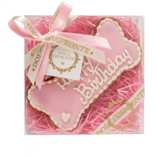 Luksusowe urodzinowe ciastko dla psa Tiffany Birthday Bone pink Rabat