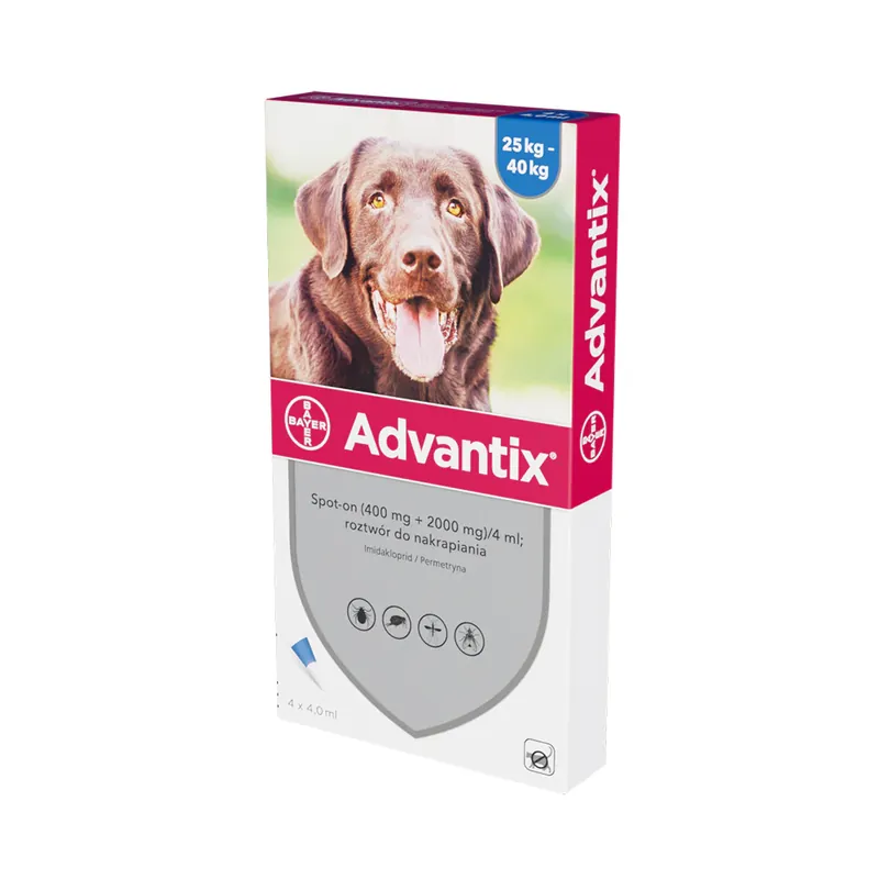 Bestseller Bayer Advantix Spot On dla Psów od 25 do 40 kg 4 x 4 ml