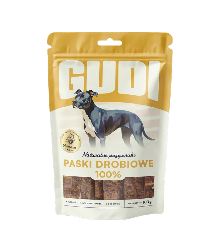 GUDI Paski mięsne Kurczak 100g naturalne przysmaki dla psa Najlepsza cena