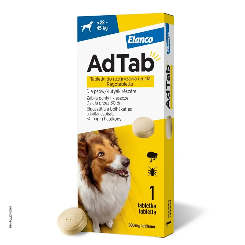 AdTab Dog Tabletka Na Pchły i Kleszcze Dla Psa 900 Mg 22-45 kg Bezpieczna płatność