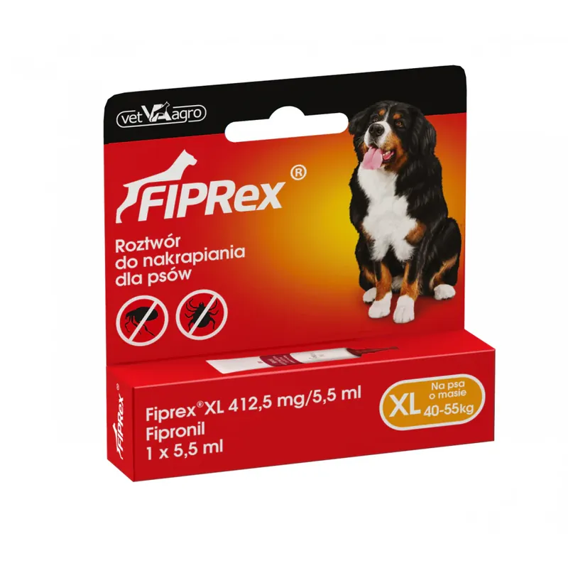 Fiprex Roztwór Do Nakrapiania Dla Psów XL 40 kg do 55 kg 1 Pipeta 5,5 ml Premium