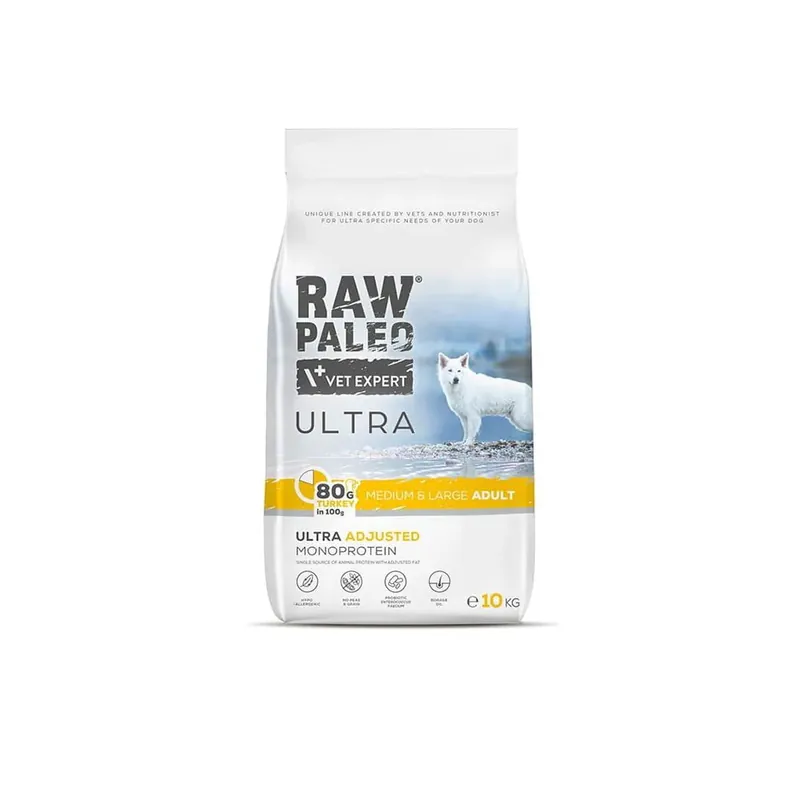 Wysoka jakość RAW PALEO Ultra Turkey Medium&Large Adult 10kg z indykiem dla psów dorosłych ras średnich i dużych
